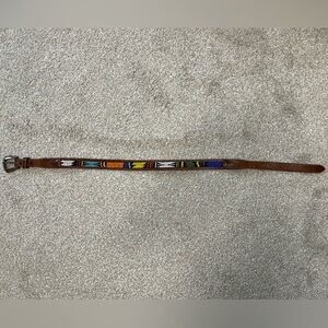 Vintage Brown Lands’ End Western Beaded Belt Size 24